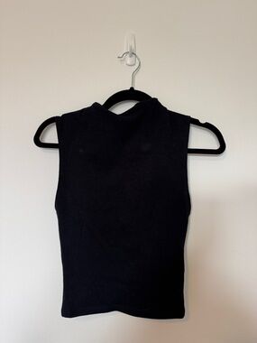 Zara Black Sleeveless Mock Neck Tank Top